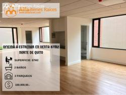 EXCELENTE OFICINA A ESTRENAR EN VENTA 87M2 - NORTE DE QUITO.